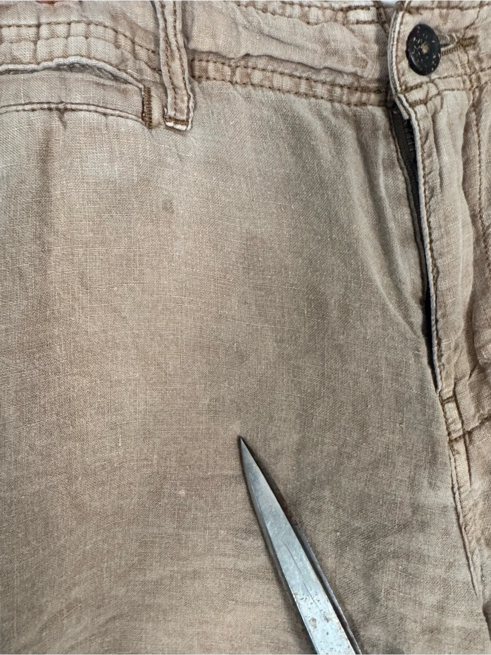 Lucky Brand 100% Linen  Shorts Men’s 31 Khaki Tan 9” Casual Summer Classic